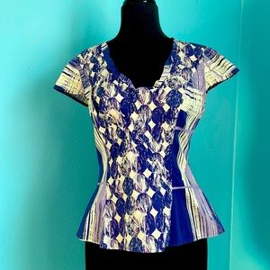 Anthropologie Plenty by Tracy Reese Blueberry Peplum Blouse Size 4